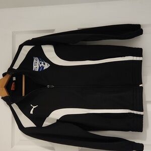 Puma Black and White Bomber Jacket with Contrast Stripes